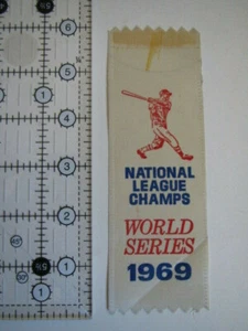 Vintage 1969 Mets World Series National League Champs White Ribbon  - Picture 1 of 2