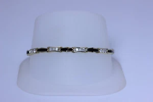 14K Gelbgold 1,5ctw SI1/H Diamant & schwarze Jade Tennisarmband 7" - 12979 - Bild 1 von 8