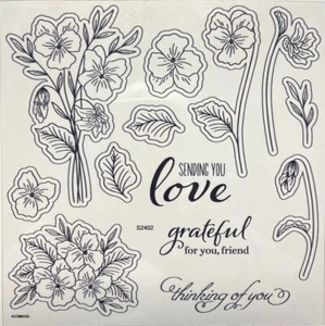 NEW Say It With Flowers S2402 with die cuts floral sentiments pansy love friend - Picture 1 of 2