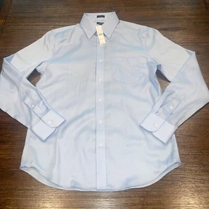 NWT J.Crew Men's M Blue Slim Bowery Wrinkle-Free Dress Shirt Point Collar BV483 - Picture 1 of 10