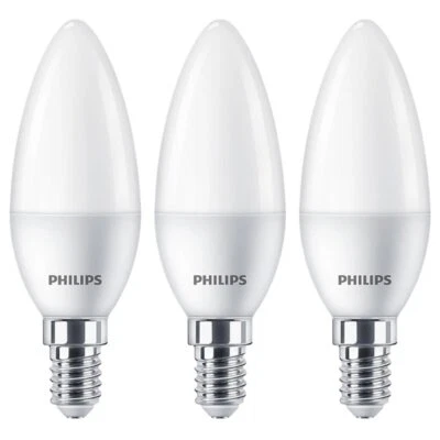 3 Pack of Philips 4.9W = 40W SES E14 LED Opal Candle Warm White 2700K - Image 1 of 3