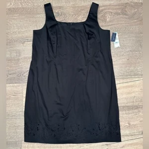 Neu mit Etikett Jones New York schwarzes Etuikleid Ösen Stretch Witchy Karriere Cocktail 20W - Bild 1 von 11