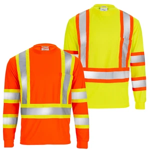 Camisa Hi Vis ANSI Clase 3 Seguridad Reflectante Mangas Largas ALTA VISIBILIDAD - Imagen 1 de 18