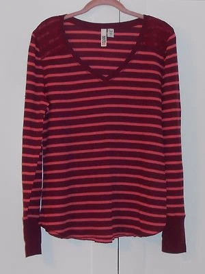 CAMISETA MUJER ROUTE 66 PUNTO GOFRE RAYAS CON HOMBROS DE ENCAJE - TALLA XLARGE Foto 1 de 2