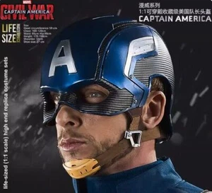 IN US Marvel Captain America Helmet 1/1 Wearable Mask Cosplay Prop Reproduction - Picture 1 of 11