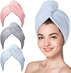 π₯100% COTTON TERRY TURBAN TOWEL WRAP - AFTER SHOWER HAIR TURBIE - FOR WET HAIR - Picture 1 of 9