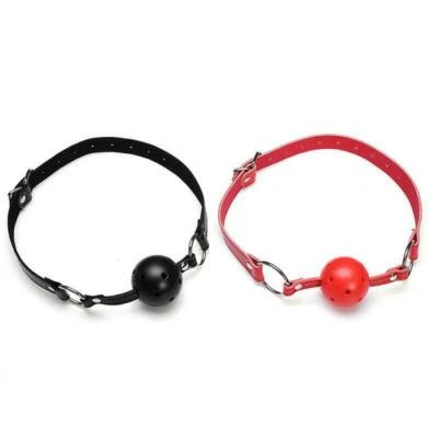 Mordaza bucal BDSM roja/negra - Sujeciones transpirables, arnés de bola ajustable Foto 1 de 3