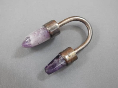 vintage sterling silver & amethyst KEY RING MEXICO Mexican - Image 1 of 4