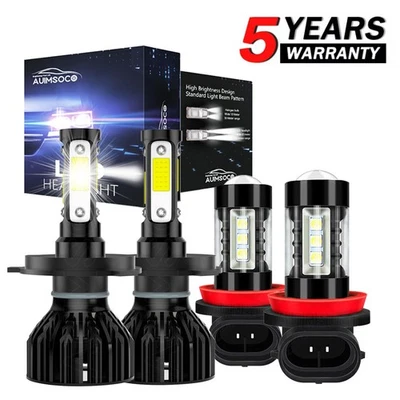 For Nissan Versa 2007-2013 9003 H11 LED Headlight+Fog Light Bulbs Kit High Low - Image 1 of 4