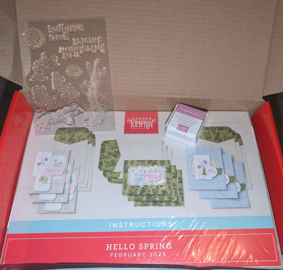 STAMPIN UP |  Paper Pumpkin Kit HELLO SPRING Feb 2025  Ink Stamps & Cards NEW - Image 1 of 1