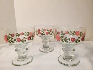 Set Of 3 Franciscan Desert Rose Footed Dessert Glasses EUC - Picture 1 of 3