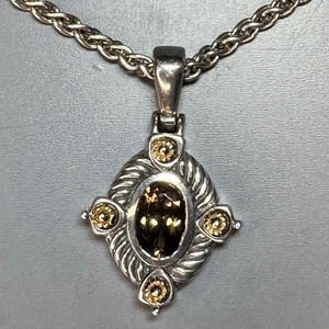 FLLI MENEGATTI 925 Sterling Silver 14K Gold Pendant Italy With Chain 17” - Picture 1 of 10