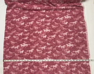 New Fleece fabric by the yard - Running Horses on Pink Background - 58” Wide - Picture 1 of 2