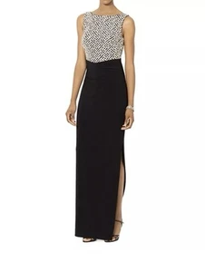 Neu mit Etikett Lauren Ralph Lauren Damen Pailletten Jersey Säulenkleid (4 schwarz) - Bild 1 von 3