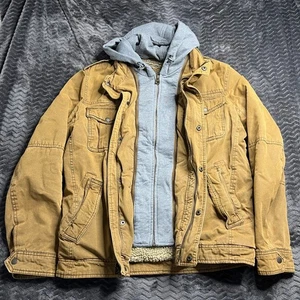 Levi's Herren Utility Jacke Kunst Lammfell gefüttert Kapuze Reißverschluss braun Größe Small - Bild 1 von 6