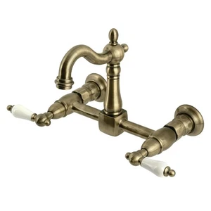 Kingston Brass KS2443PL Heritage Two-Handle Wall Mount Kitchen Faucet, Antique - Picture 1 of 2