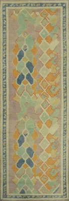 Transitional Oushak Turkish Runner Rug 3x10 Vegetable Dye Oriental Wool Carpet - Image 1 of 4