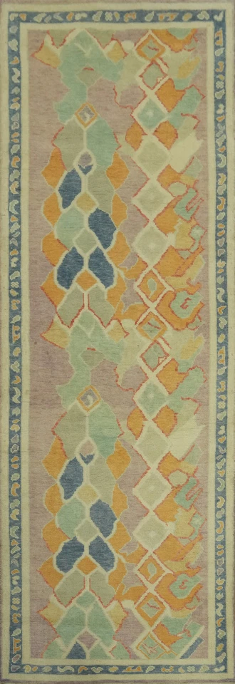 Transitional Oushak Turkish Runner Rug 3x10 Vegetable Dye Oriental Wool Carpet - Image 1 of 4