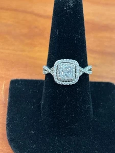 Damen 925 Silber Diamant Ring 77 Dias 1,26 Karat TW 3,79 g Größe 7,5 (QUC023988) - Bild 1 von 3