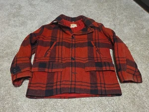 Red Stag Vintage 1950s Red Black Buffalo Plaid Wool Hunt Jacket Coat Sz L ? - Picture 1 of 7