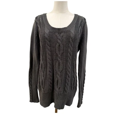 Suéter Route 66 Gris Tejido con Cable Mujer Pullover Tejido Suave Cuello Redondo XL Preppy Foto 1 de 4