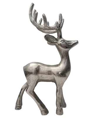 Deko Figur Metall Hirsch silber Reh Rentier Geweih Dekoobjekt Skulptur Statue K - Bild 1 von 3