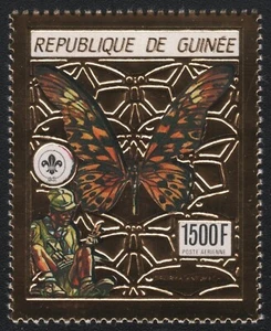 Guinea 1990 - Mi-Nr. 1287 A ** - MNH - Gold - Schmetterlinge / Butterflies - Bild 1 von 1