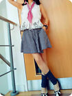 C&J Design Sleeveless Shirt Floral Top Crochet Cardigan ALine Check Mini Skirt S