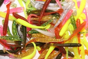 100 Soft Plastic Fishing Lure 50mm Paddle tail Grub Worm bream lures Swing Imp - Picture 1 of 2
