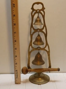 india 3 bell stand with wooden striker - Picture 1 of 7
