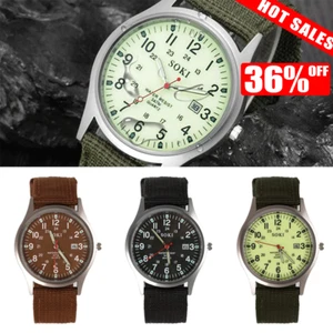 Mens Military Leather Date Quartz Analog Army Casual Dress Wrist Watches Fashion - Picture 1 of 13
