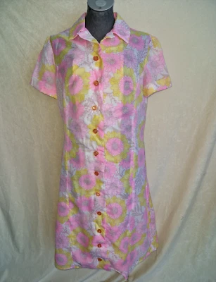 Synthetik Vintage Apron Gr.40-42 Original 70er Jahre-  Floralkleid -RaR- - Bild 1 von 4