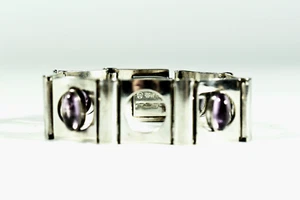 ALTON Pege Schweden Sterlingsilber Amethyst Armband °  69s Gliederarmband - Bild 1 von 5