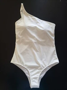 Pfingstrose | Elfenbeinfarbener One-Shoulder-Badeanzug | US 10 AUS 14 neu mit Etikett - Bild 1 von 8