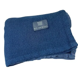 Vintage US Airways Envoy Class Cabin Blanket Throw Shades of Blue John Horsfall - Picture 1 of 9