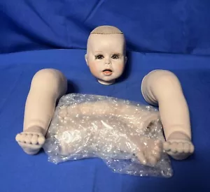 Vintage Porcelain Doll Parts HEAD, Chubby LEGS and ARMS, Beautiful Hazel Eyes - Picture 1 of 7