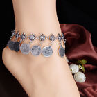 Silver Boho Gypsy Coin Anklet Ankle Bracelet Foot Chain Women Jewelryb-Rr