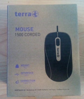 TERRA Mouse 1500 Corded Maus kabelgebunden USB black schwarz *** NEU OVP *** - Bild 1 von 3