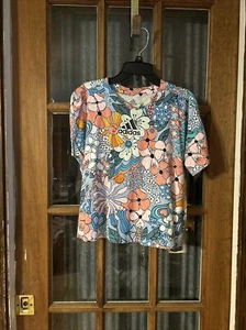 Adidas Floral Cotton Shirt - Girl's Size L - Picture 1 of 9