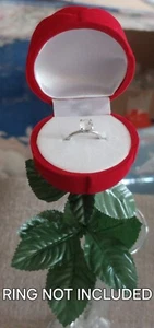 LONG STEM VELVET RED ROSE ENGAGEMENT OR LOVE RING PRESENTATION BOX - Picture 1 of 11