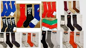 NIKE Crew Socks 100% Genuine Nike Football 3 Pair SIZE 5-8-8-11-14 Black-Blu-Red - Picture 1 of 27