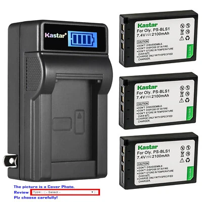 Cargador de pared LCD de batería Kastar para cámara Olympus BLS-1 PS-BLS1 y Olympus E-410 Foto 1 de 4