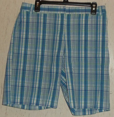 НОВЫЙ!  ЖЕНСКИЕ IZOD эластичной довольно синий клетку шорты размер 10 - Изображение 1 из 3
