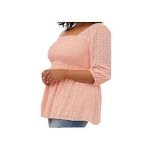 Women's Torrid Orange / Peach Smocked Babydoll Top, Blouse, 00, 10, M /L - Picture 1 of 13