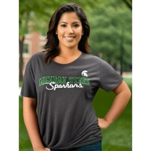 NUEVO CON ETIQUETAS Michigan State Spartans Mujer Grande Gris Camiseta Deportes Universidad Cuello Redondo - Imagen 1 de 6