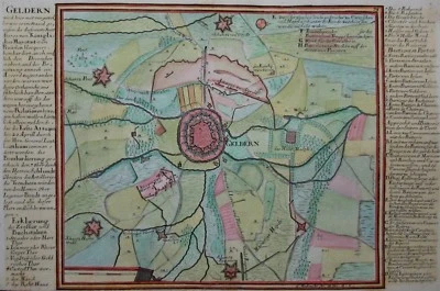 Geldern - Belagerungsplan - Kupferstich von Bodenehr - Original 1725  - Bild 1 von 3