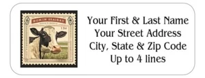 150 Cow postage stamp Mailing Return Address Labels Personalized - Picture 1 of 2