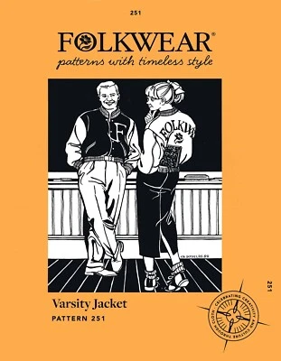 Folkwear Varsity Jacket Sewing Pattern # 251 Classic Style Unisex sizes XS-2XL - Image 1 of 4
