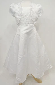 Bonnie Jean Satin Communion Shrug & Dress Set Party Youth Girls Sz 8 - Picture 1 of 5