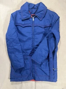 Vintage Coat 1980s Long Length Collared Sporty Blue Women’s Small Aspen - Picture 1 of 10